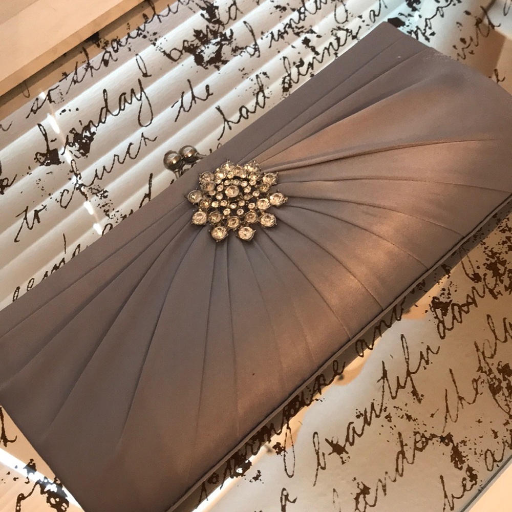 Satin Silver Clutch